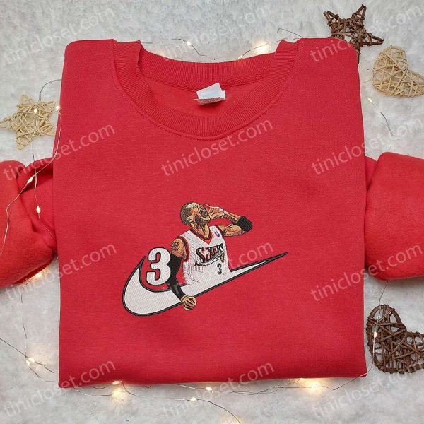 Allen Iverson x Nike Embroidered Shirt, NBA Sports Embroidered Shirt, Celebrity Embroidered Hoodie - Small Gifts Great Love - Image 4