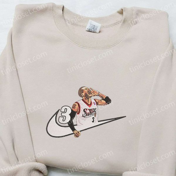 Allen Iverson x Nike Embroidered Shirt, NBA Sports Embroidered Shirt, Celebrity Embroidered Hoodie - Small Gifts Great Love - Image 5