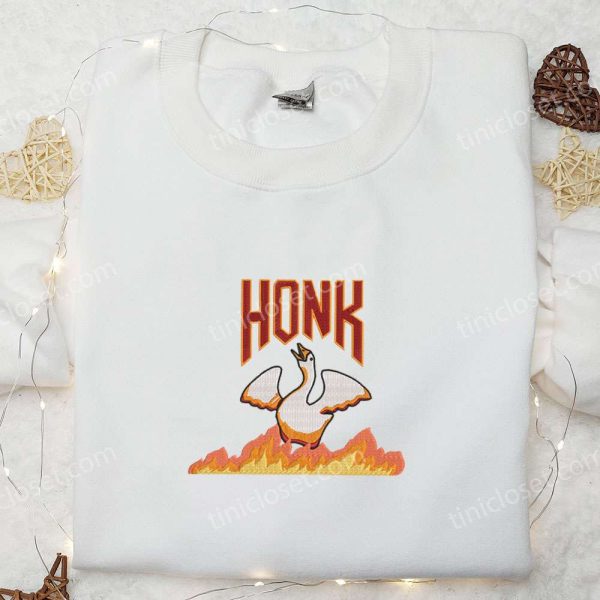 Angry Silly Goose Honk Embroidered Shirt, Animal Embroidered Shirt, Funny Embroidered Shirt - Small Gifts Great Love