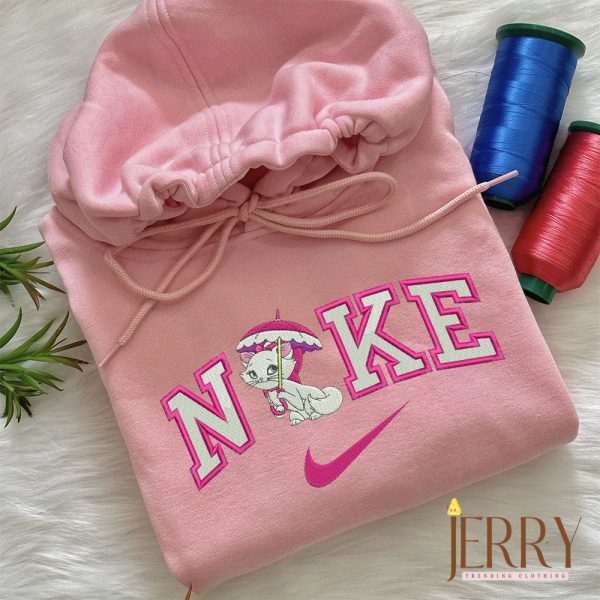 Aristocats Cat with Umbrella Nike  Embroidered Sweatshirt