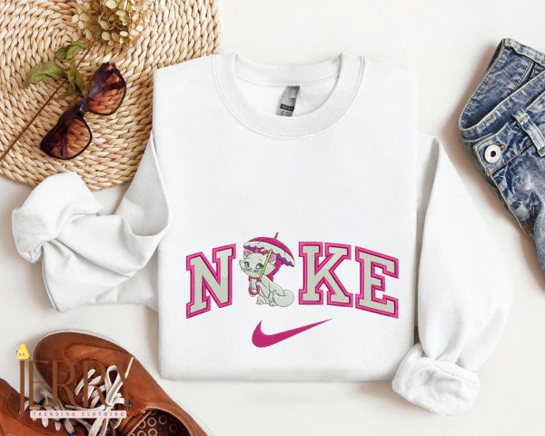 Aristocats Cat with Umbrella Nike  Embroidered Sweatshirt - Image 2