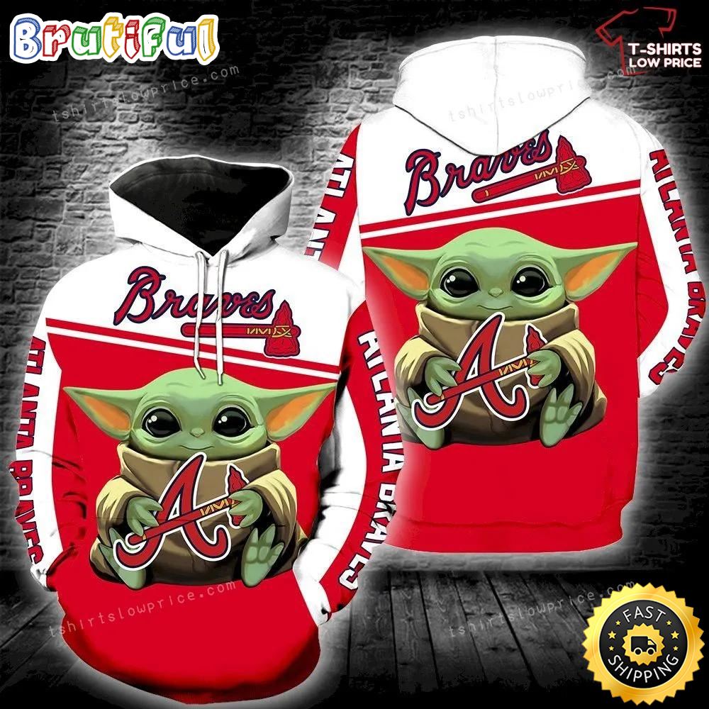 Atlanta Braves Baby Yoda Full Print 3d Hoodie Zipper For Men Women