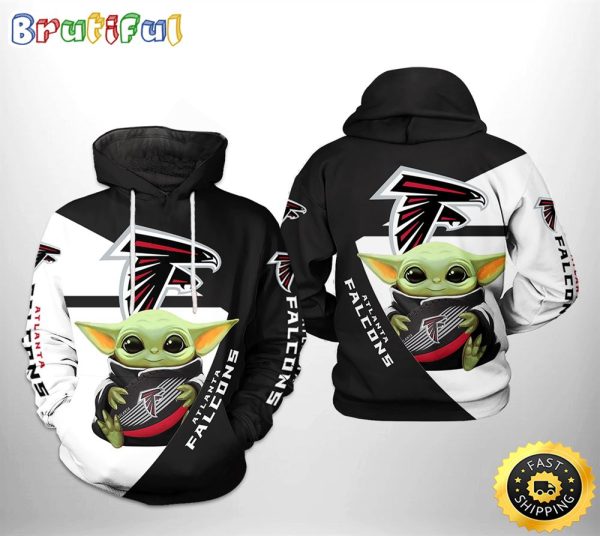Atlanta Falcons Nfl Baby Yoda Team 3d Printed Hoodie