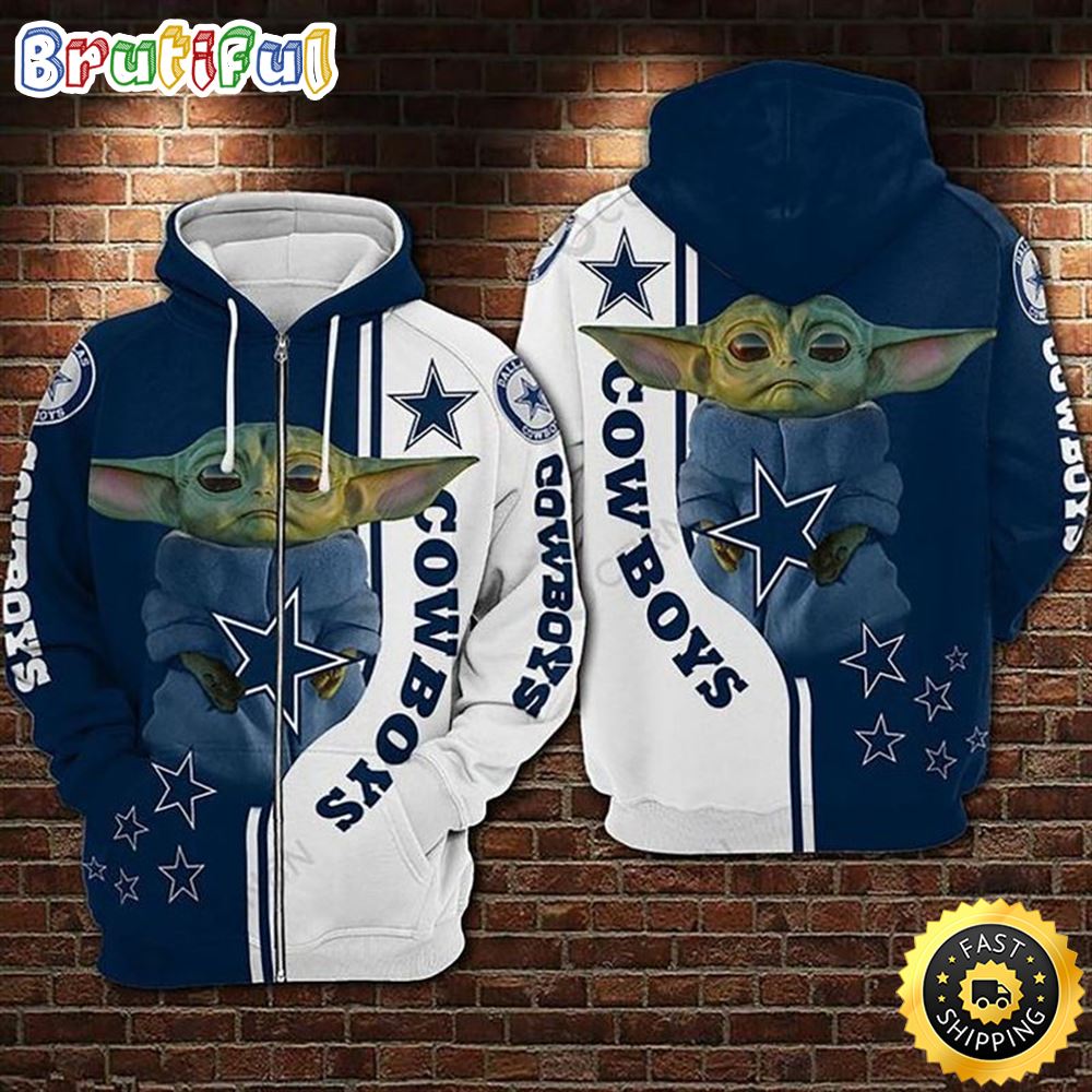 Baby Yoda Dallas Cowboys Football Teaming 3d Hoodie All Over Print
