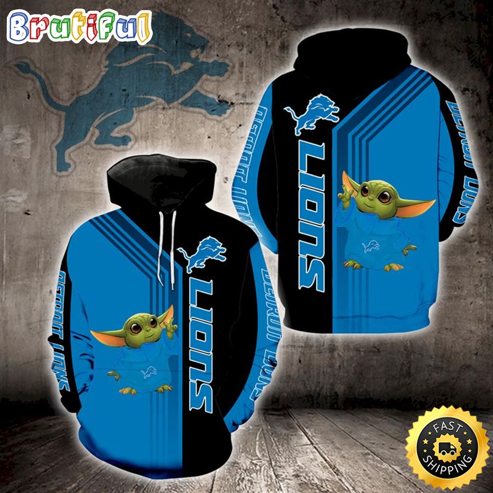 Baby Yoda Detroit Lions 3d Hoodie All Over Print Cool Detroit Lions Gifts
