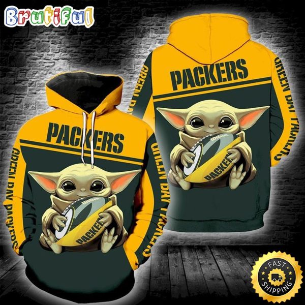 Baby Yoda Green Bay Packers 3d Hoodie All Over Print