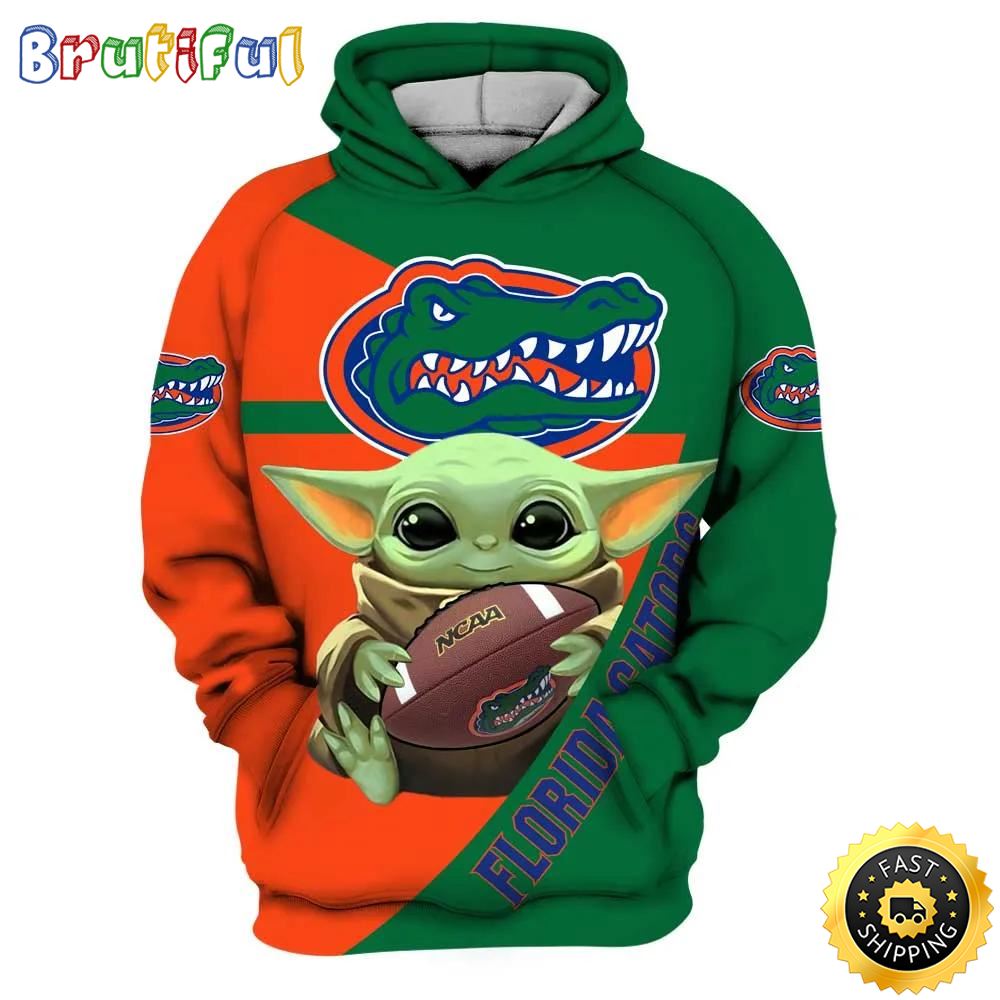 Baby Yoda Hug Ball Florida Gators 3d Hoodie Gifts For Florida Gators Fans