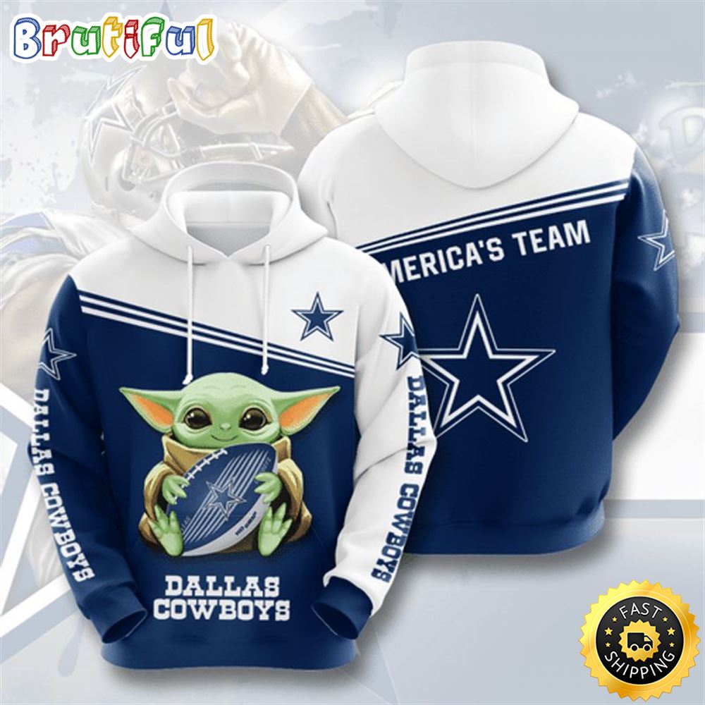 Baby Yoda Lovers Sports Team Dallas Cowboys 3d Hoodie All Over Print