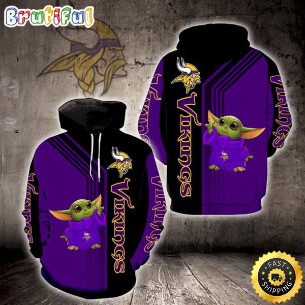 Baby Yoda Minnesota Vikings 3d Hoodie All Over Print Minnesota Vikings Gift Ideas For Him