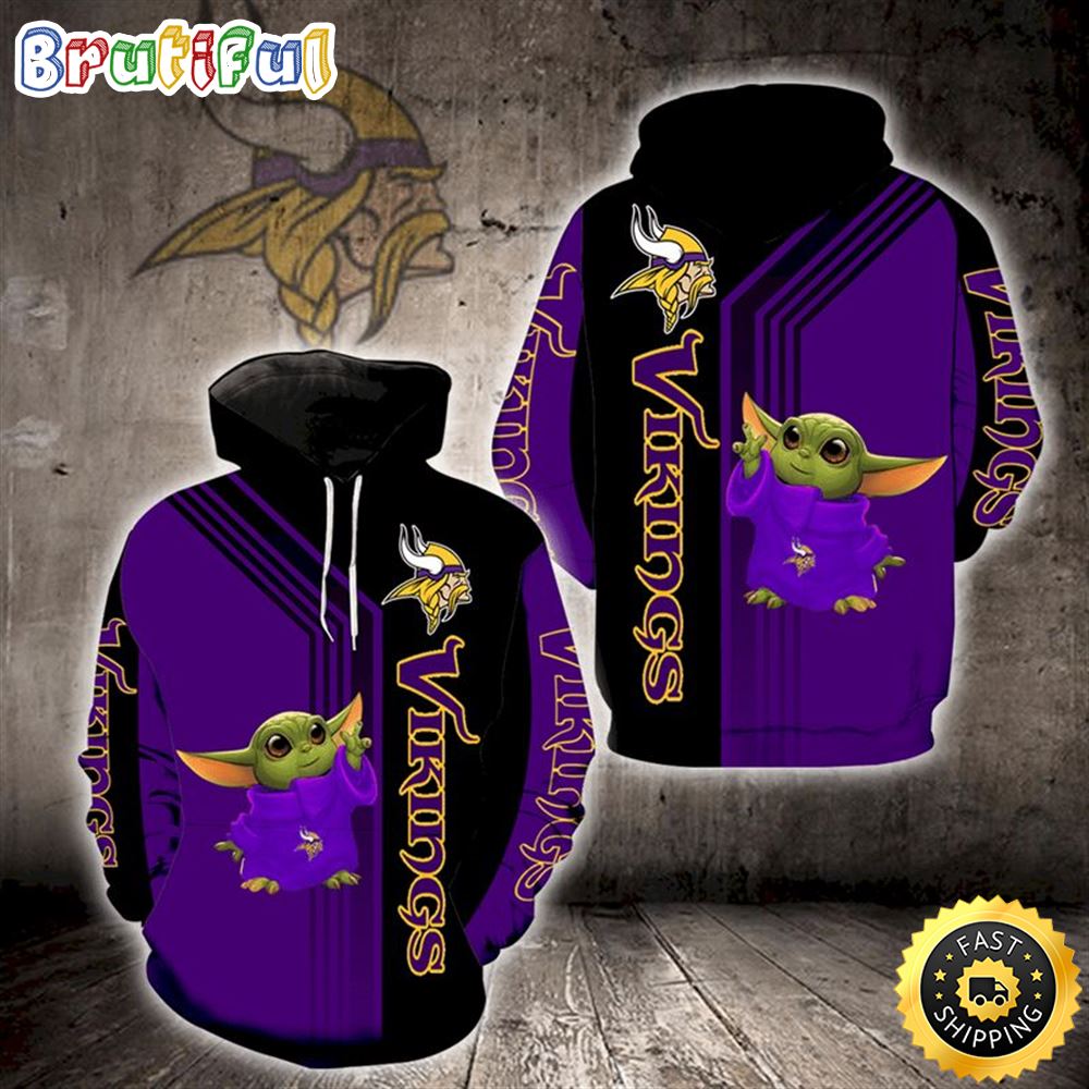 Baby Yoda Minnesota Vikings 3d Hoodie All Over Print Minnesota Vikings Gift Ideas For Him