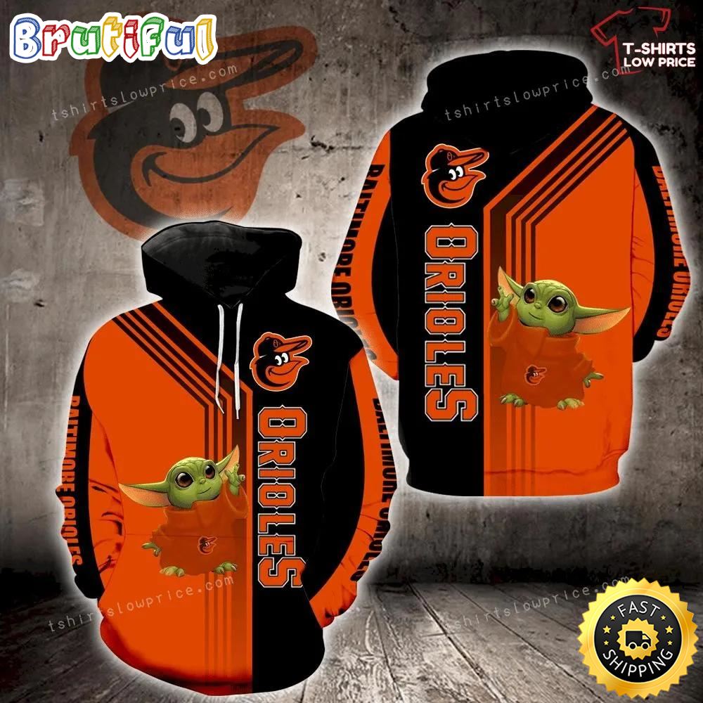 Baltimore Orioles Baby Yoda Green Full Print 3d Hoodie And Zipper
