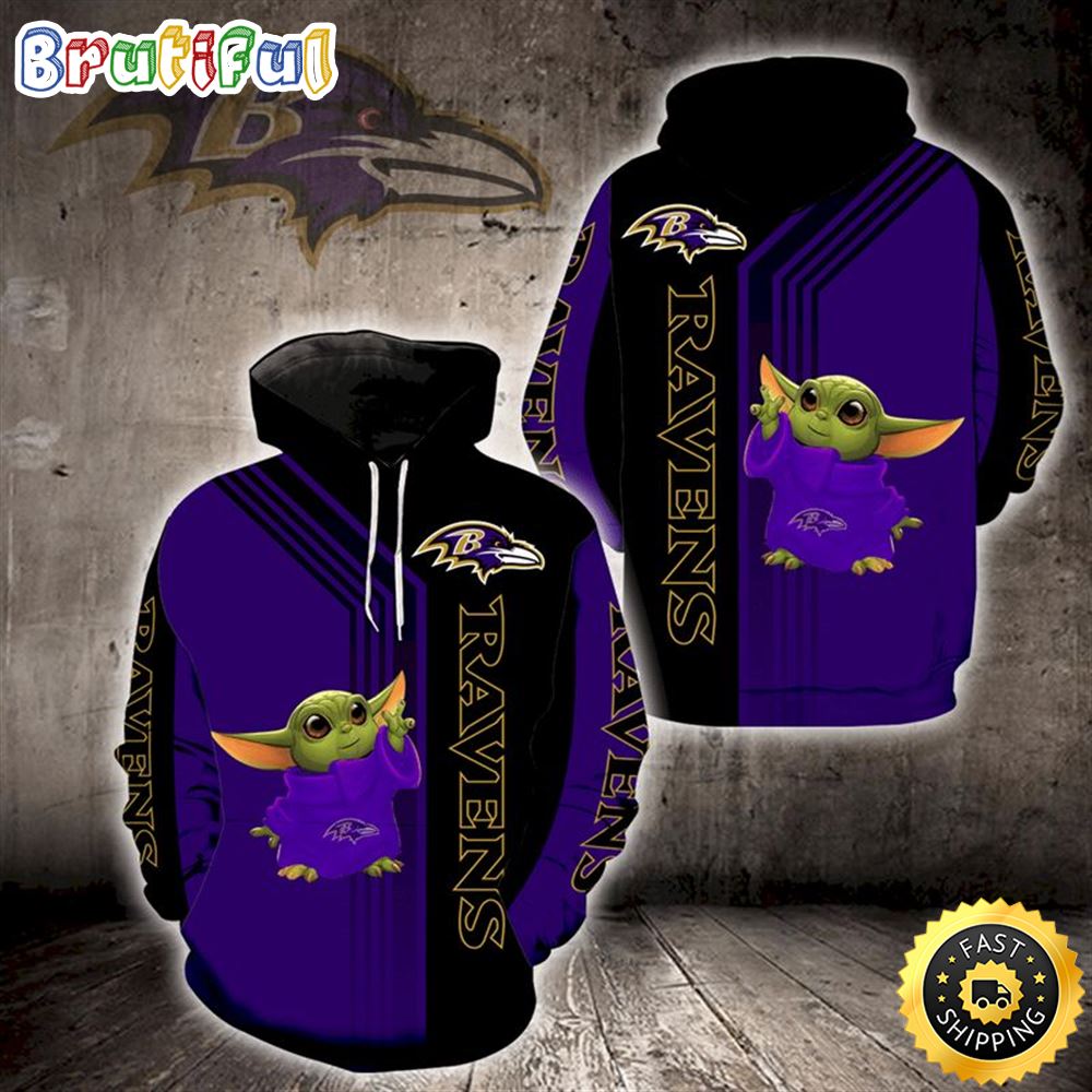 Baltimore Ravens Yoda 3d Hoodie All Over Print Baltimore Ravens Fan Gift Ideas