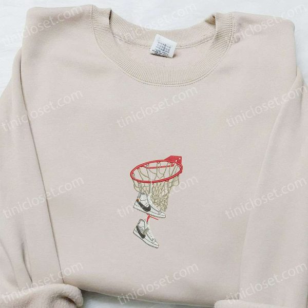 Basketball Basket x Nike Sneakers Embroidered Shirt, Sports Embroidered Shirt, Nike Inspired Embroidered Hoodie - Small Gifts Great Love - Image 2