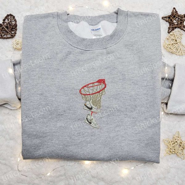 Basketball Basket x Nike Sneakers Embroidered Shirt, Sports Embroidered Shirt, Nike Inspired Embroidered Hoodie - Small Gifts Great Love - Image 3