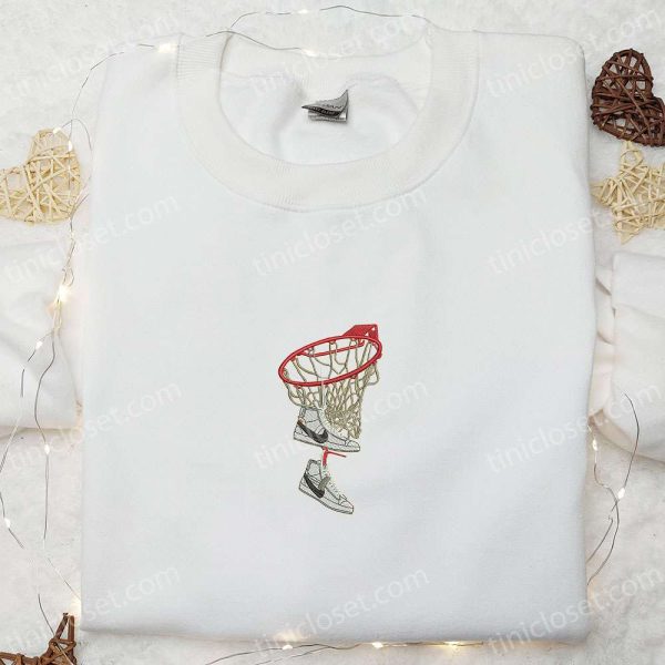 Basketball Basket x Nike Sneakers Embroidered Shirt, Sports Embroidered Shirt, Nike Inspired Embroidered Hoodie - Small Gifts Great Love - Image 5