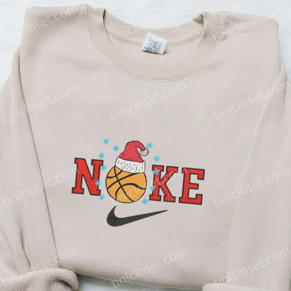 Basketball x Nike Christmas Embroidered Sweatshirt, Cartoon Christmas Embroidered Shirt, Best Christmas Gift Ideas - Small Gifts Great Love