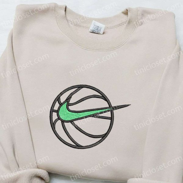Basketball x Nike Swoosh Sport Embroidered Sweatshirt, NBA Sport Embroidered Shirt, Nike Inspired Embroidered Shirt - Small Gifts Great Love