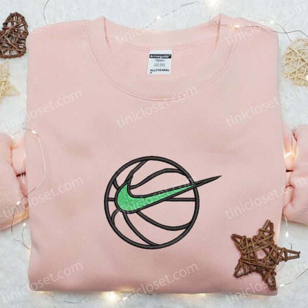 Basketball x Nike Swoosh Sport Embroidered Sweatshirt, NBA Sport Embroidered Shirt, Nike Inspired Embroidered Shirt - Small Gifts Great Love - Image 2