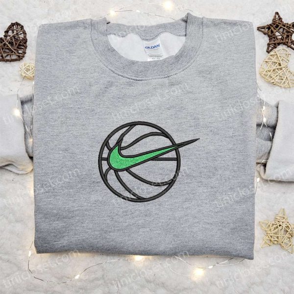 Basketball x Nike Swoosh Sport Embroidered Sweatshirt, NBA Sport Embroidered Shirt, Nike Inspired Embroidered Shirt - Small Gifts Great Love - Image 3