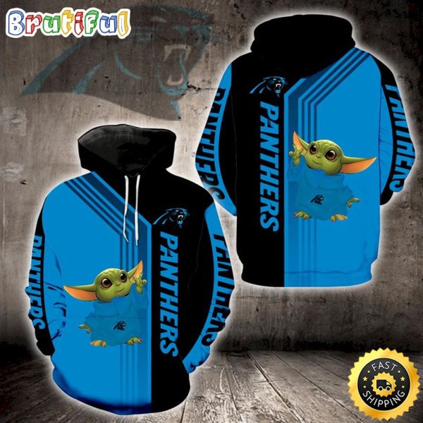 Carolina Panthers Yoda 3d Hoodie All Over Print Carolina Panthers Fathers Day Gifts