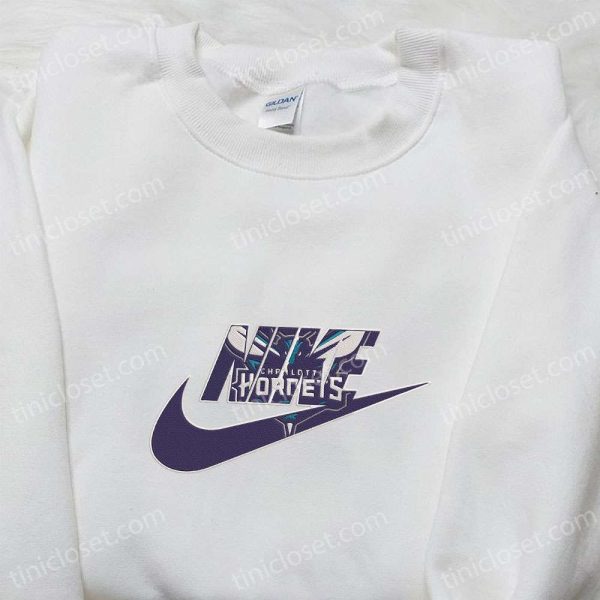 Charlotte Hornets x Nike Embroidered Shirt, NBA Sports Embroidered Hoodie, Best Fandom Gift Ideas - Small Gifts Great Love