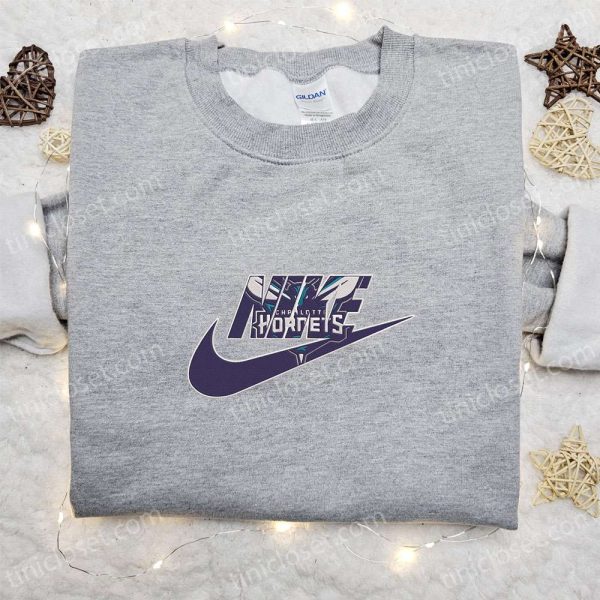 Charlotte Hornets x Nike Embroidered Shirt, NBA Sports Embroidered Hoodie, Nike Inspired Embroidered T-Shirt - Small Gifts Great Love