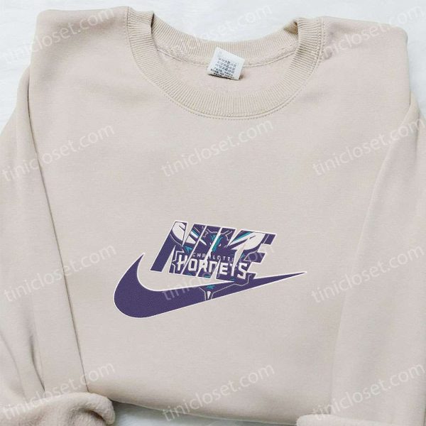 Charlotte Hornets x Nike Embroidered Shirt, NBA Sports Embroidered Hoodie, Nike Inspired Embroidered T-Shirt - Small Gifts Great Love - Image 3