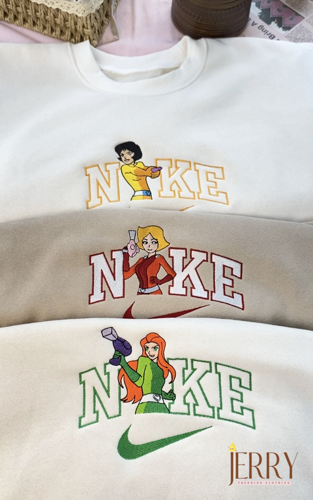 Cheap Clover Sam Alex Totally Spies Nike Embroidered Sweatshirt, Best Gift For Bestie