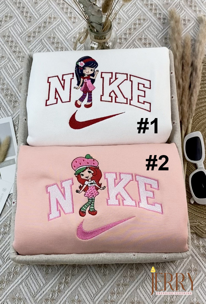 Cherry Jam And Strawberry Shortcake Nike Embroidered Sweatshirt,  Best Gift For Bestfriend