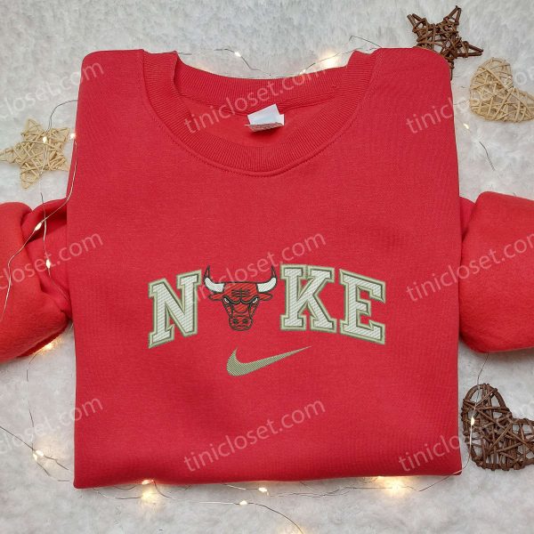 Chicago Bull x Nike Embroidered Shirt, Custom Nike Embroidered Shirt, NBA Embroidered Shirt - Small Gifts Great Love - Image 2