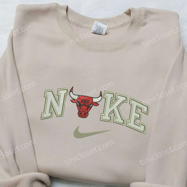 Chicago Bull x Nike Embroidered Shirt, Custom Nike Embroidered Shirt, NBA Embroidered Shirt - Small Gifts Great Love