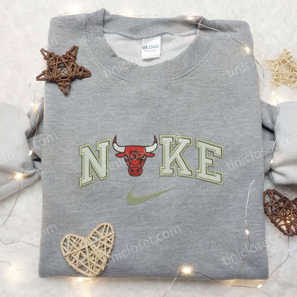 Chicago Bull x Nike Embroidered Shirt, Custom Nike Embroidered Shirt, NBA Embroidered Shirt - Small Gifts Great Love - Image 3