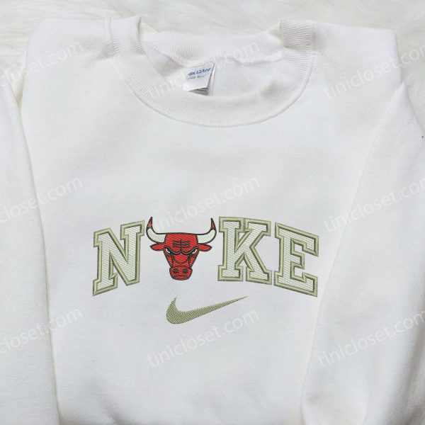 Chicago Bull x Nike Embroidered Shirt, Custom Nike Embroidered Shirt, NBA Embroidered Shirt - Small Gifts Great Love - Image 4