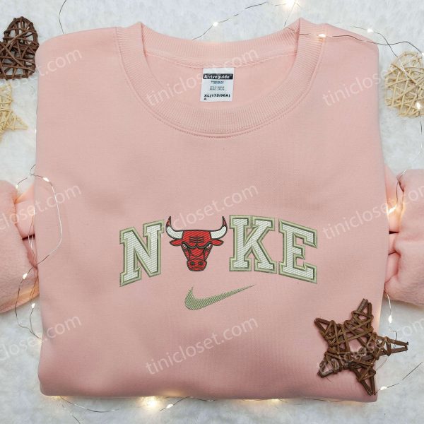 Chicago Bull x Nike Embroidered Shirt, Custom Nike Embroidered Shirt, NBA Embroidered Shirt - Small Gifts Great Love - Image 5