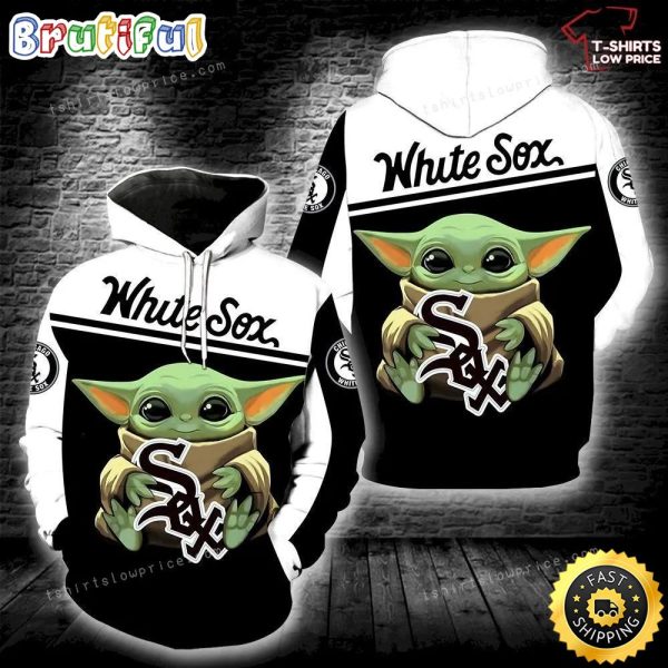 Chicago White Sox Baby Yoda Hold Logo Full Print 3d Hoodie Zipper Men Women