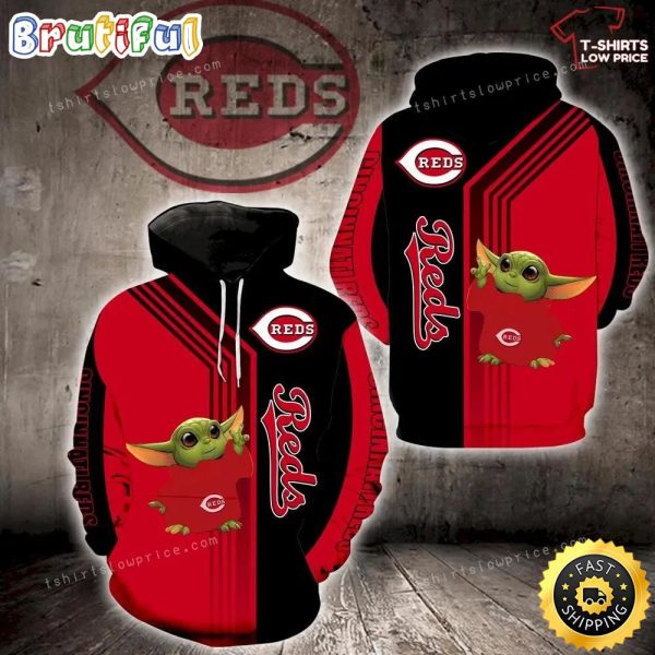 Cincinnati Reds Baby Yoda Green Full Print 3d Hoodie And Zipper