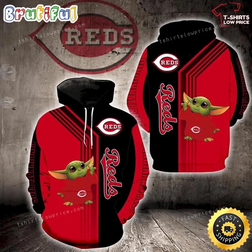 Cincinnati Reds Baby Yoda Green Full Print 3d Hoodie And Zipper