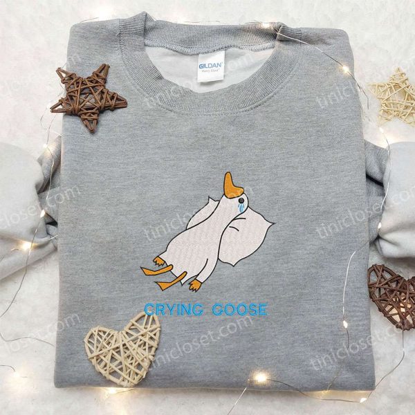 Crying Silly Goose Embroidered Shirt, Animal Embroidered Shirt, Funny Embroidered Shirt - Small Gifts Great Love - Image 5