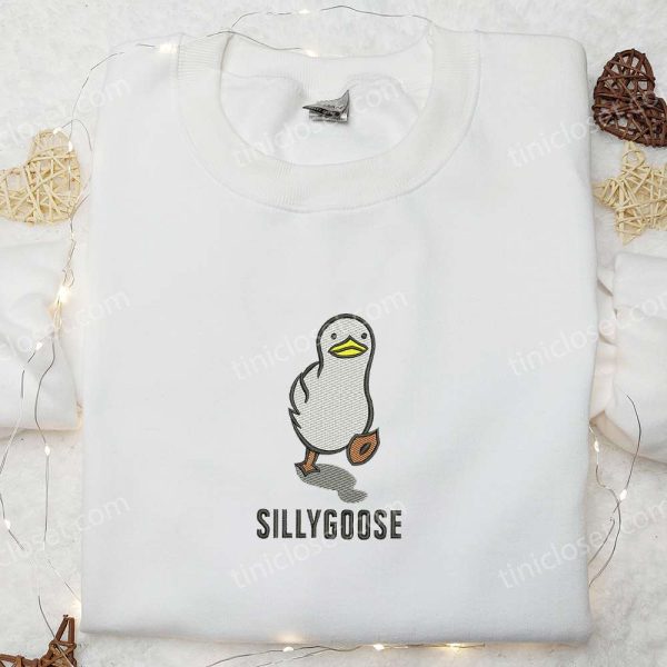 Cute Silly Goose Embroidered Shirt, Animal Embroidered Shirt, Funny Embroidered Shirt - Small Gifts Great Love