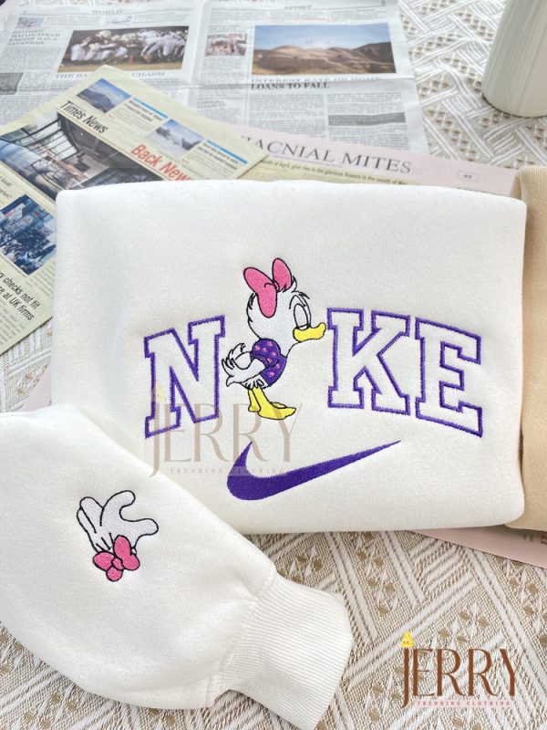 Cute Baby Daisy And Donal Duck Disney Nike Embroidered Sweatshirt, Matching Embroidered Hoodies - Image 3