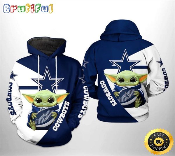Dallas Cowboys Baby Yoda Design 3d Hoodie All Over Print