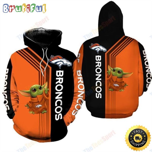 Denver Broncos Baby Yoda Green 3d Hoodie All Over Print