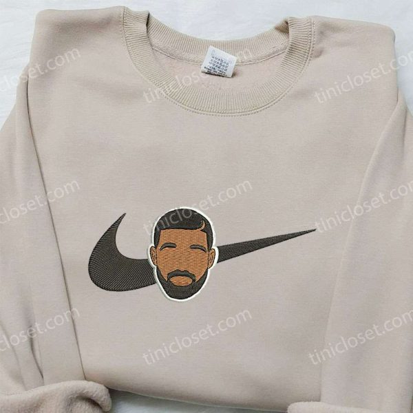 Drake Graham x Nike Swoosh Embroidered Hoodie, Toronto Raptors NBA Sport Embroidered Shirt, Nike Inspired Embroidered Shirt - Small Gifts Great Love - Image 2