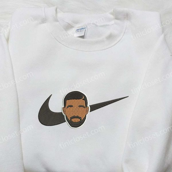 Drake Graham x Nike Swoosh Embroidered Hoodie, Toronto Raptors NBA Sport Embroidered Shirt, Nike Inspired Embroidered Shirt - Small Gifts Great Love - Image 4