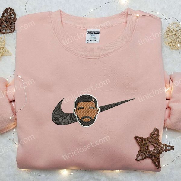 Drake Graham x Nike Swoosh Embroidered Hoodie, Toronto Raptors NBA Sport Embroidered Shirt, Nike Inspired Embroidered Shirt - Small Gifts Great Love - Image 5