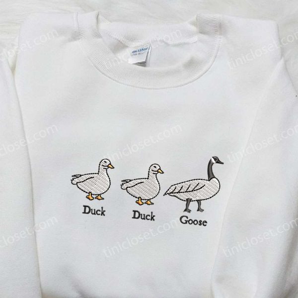 Duck Duck Silly Goose Embroidered Shirt, Animal Embroidered Shirt, Funny Embroidered Shirt - Small Gifts Great Love