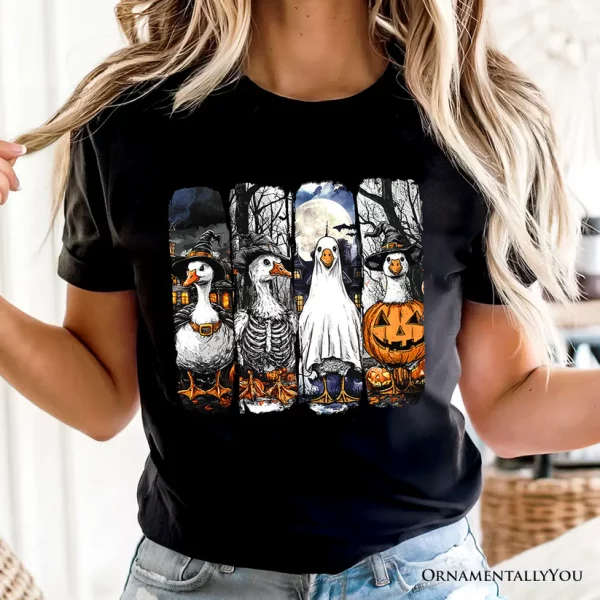 Halloween Goose in Costume T-Shirt, Spooky Fall Geese - Image 3
