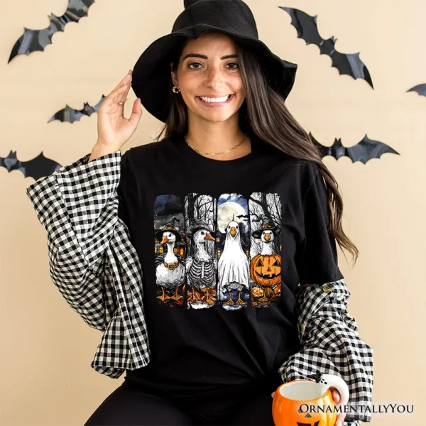 Halloween Goose in Costume T-Shirt, Spooky Fall Geese - Image 2