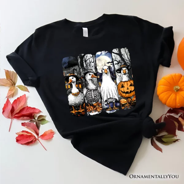 Halloween Goose in Costume T-Shirt, Spooky Fall Geese