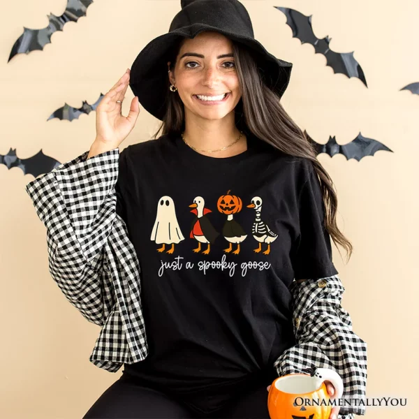 Just a Spooky Goose T-Shirt, Funny Halloween Costumes Tee - Image 3